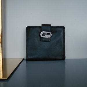 Gucci Black Leather Wallet with Silver Accent